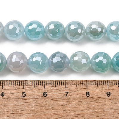 Electroplated Natural Agate Beads Strands G-B191-A07-10mm-14-1