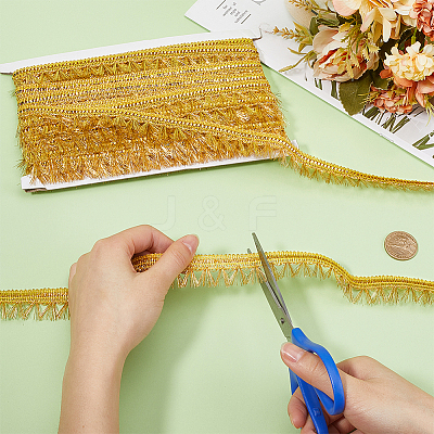 15 Yards Filigree Polyester Lace Fringe Trim OCOR-WH0089-13A-1