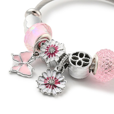 Non-Tarnish 201 Stainless Steel European Bracelet OQ8559-3-1