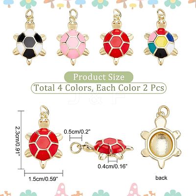 8Pcs 4 Colors Brass Enamel Pendants KK-NB0002-65-1