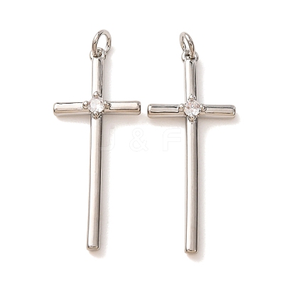 Brass Pave Clear Cubic Zirconia Pendants CU-CBA2907-01C-P-1