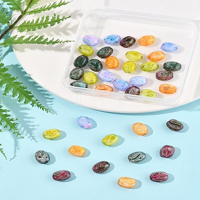 40Pcs 5 Colors Baking Paint Glass Seed Beads GLAA-FS0002-27-1