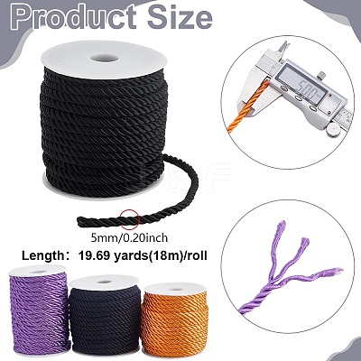 3 Rolls 3 Colors Polyester Braided Cord OCOR-PH0006-31A-1