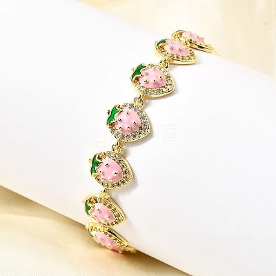 Brass Micro Pave Cubic Zirconia Link Bracelets BJEW-K278-02G-01-1