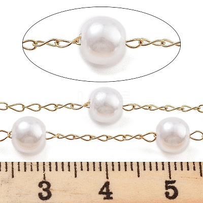 Handmade Round ABS Imitation Pearl Beaded Chains CHS-P019-09E-G-1