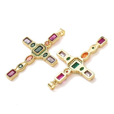 Brass Pave Colorful Cubic Zirconia Pendants CU-CBA2907-01A-G-1