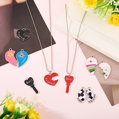 12 Sets 6 Styles Alloy Enamel Split Pendants FIND-TA0006-61-1