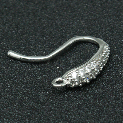 Brass Micro Pave Cubic Zirconia Earring Hooks ZIRC-K018-01P-1