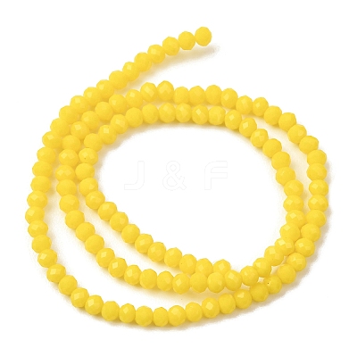 Yellow Imitation Jade Glass Faceted Rondelle Bead Strands X-GLAA-F001-3x2mm-11-1