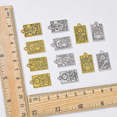 48Pcs 12 Styles Rack Plating Alloy Pendants FIND-DC0003-34-1