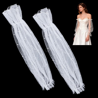 Polyester Detachable Mesh Puff Sleeves AJEW-WH0485-43A-1