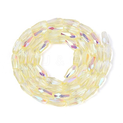 AB Color Plated Transparent Glass Teardrop Beads Strands EGLA-T029-08D-1