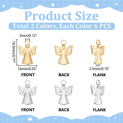 12Pcs 2 Colors Ion Plating(IP) 304 Stainless Steel Pendants STAS-UN0060-94-1
