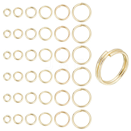 GOMAKERER 120Pcs 6 Styles Brass Split Rings KK-GO0001-52-1