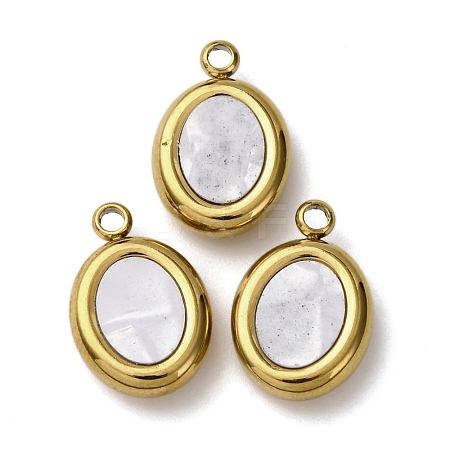 304 Stainless Steel Resin Pendants STAS-P406-15E-G-1