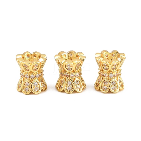 Brass Micro Pave Clear Cubic Zirconia Beads CU-CBA6A75-10G-1