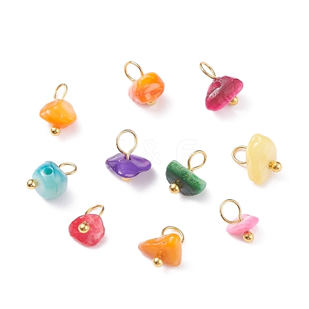 Natural Chip Dyed Shell Charms PALLOY-JF01338-01-1