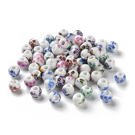 Printed Porcelain Beads PORC-G012-01-1