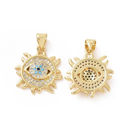 Brass Micro Pave Cubic Zirconia Pendants ZIRC-P106-19G-1