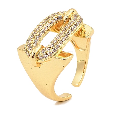 Brass Micro Pave Cubic Zirconia Cuff Rings for Women RJEW-S392-13G-1