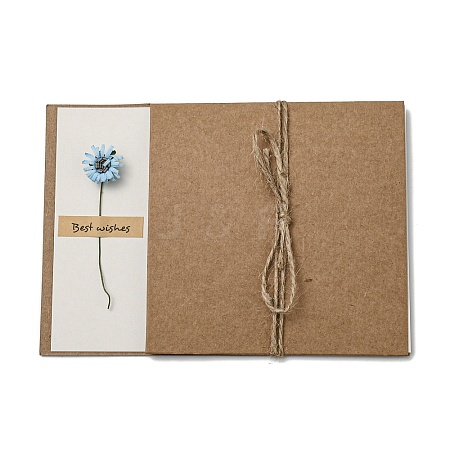 Dried Daisy Paper Thank You Greeting Cards AJEW-K043-01D-1