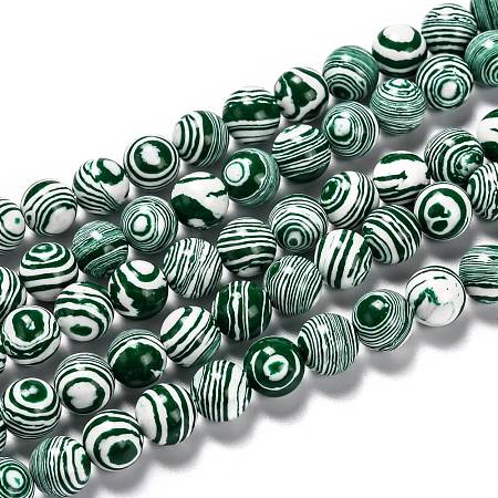 Synthetic Malachite Beads Strands G-I199-32-6mm-F-1