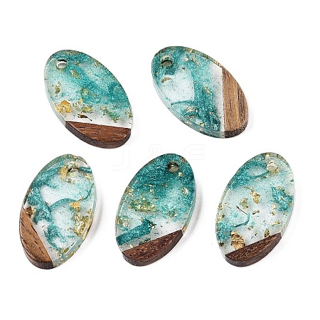 Transparent Resin and Walnut Wood Pendants RESI-T057-03I-1