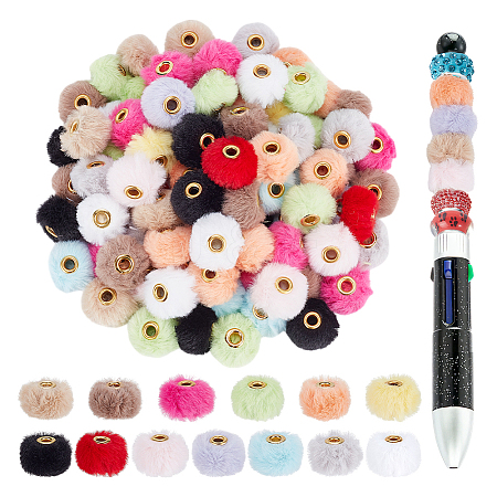Brass & Imitation Rabbit Hair Beads FIND-WH0126-679-1