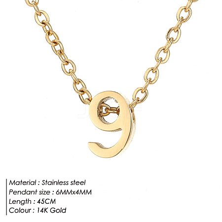 304 Stainless Steel Number Pendant Necklaces FS-WG6717D-07-1