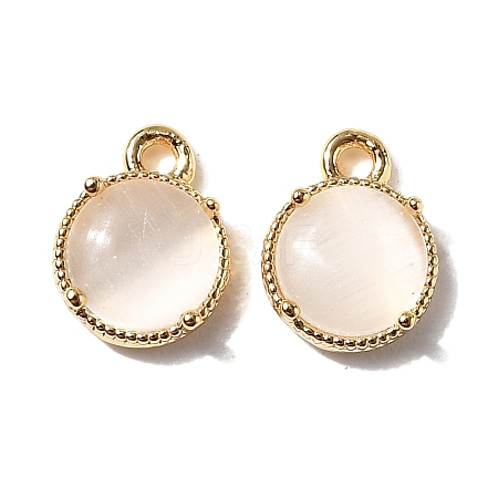 Flat Round Brass Charms KK-D024-03B-G-1