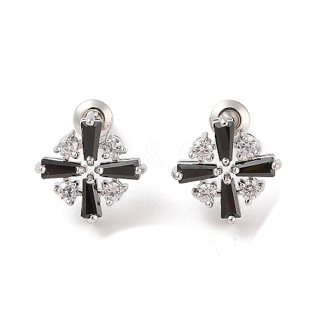 Rack Plating Brass Micro Pave Cubic Zirconia Stud Earrings EJEW-I304-05P-01-1