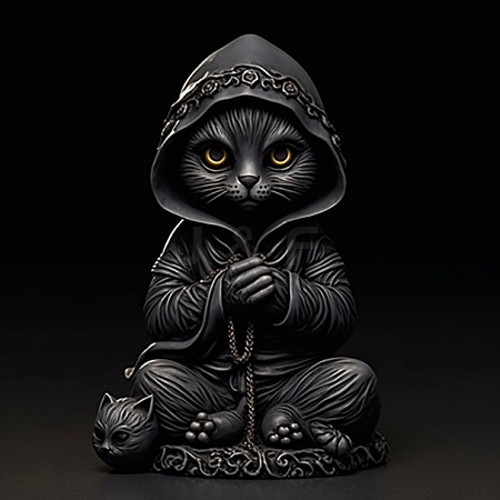 Halloween Resin Cat Mage Figurines PW-WG10268-01-1