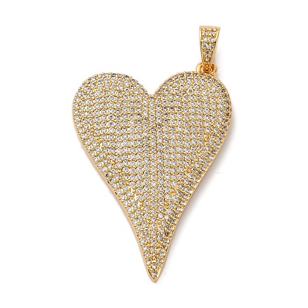 Brass Micro Pave Clear Cubic Zirconia Pendants KK-U076-17G-1