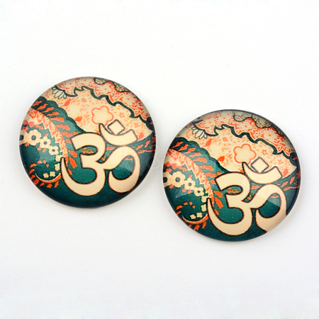 Yoga Theme Glass Cabochons X-GGLA-L011-25mm-23-1