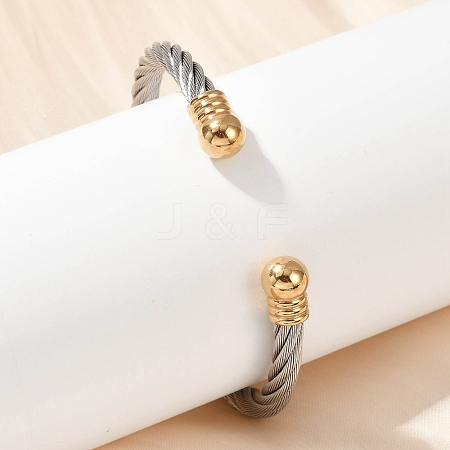 304 Stainless Steel Cuff Bangles BJEW-M136-01A-PG-1