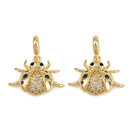 Brass Pave Colorful Cubic Zirconia European Dangle Charms KK-C114-08G-1