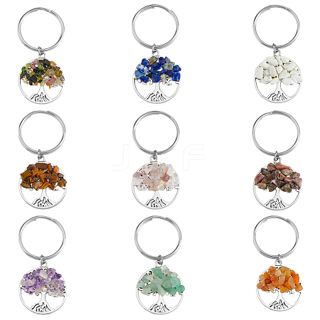 SUPERFINDINGS 4 Sets Natural Stone Keychains KEYC-FH0001-20-1