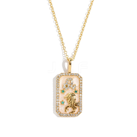 Brass Micro Pave Cubic Zirconia Rectangle with Constellation Pendant Necklaces PW-WG95654-05-1