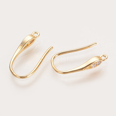 Brass Cubic Zirconia Earring Hooks KK-S336-41G-1