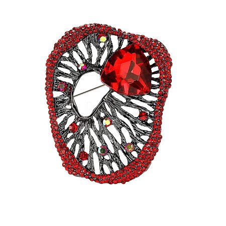 Alloy Rhinestone Oval Brooch for Women PW-WGA0CEE-03-1