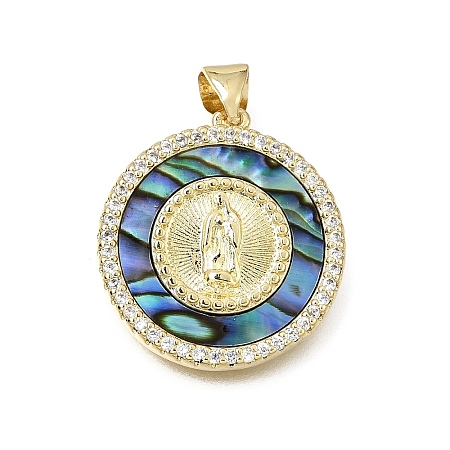 Brass Micro Pave Clear Cubic Zirconia Pendants CU-CBAF50C-01A-G-1
