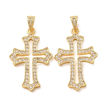 Brass Micro Pave Clear Cubic Zirconia Pendants CU-CBA1321-01G-1