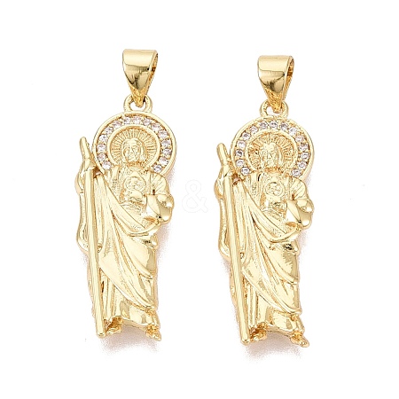 Religion Brass Micro Pave Clear Cubic Zirconia Pendants KK-N287-46I-G-1