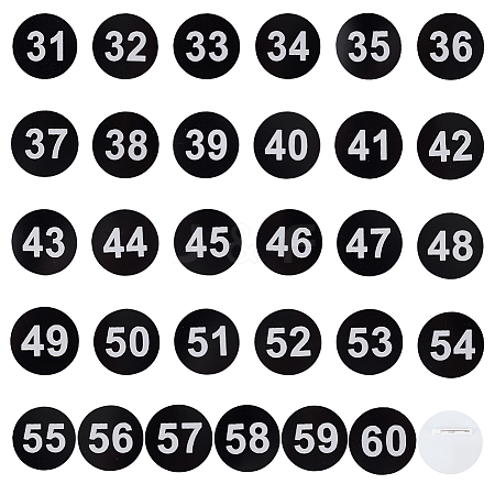 1 Set Round ABS Plastic Number Brooches Sets JEWB-OC0001-02D-1