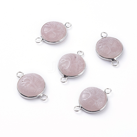 Natural Rose Quartz Links connectors G-G807-F04-1