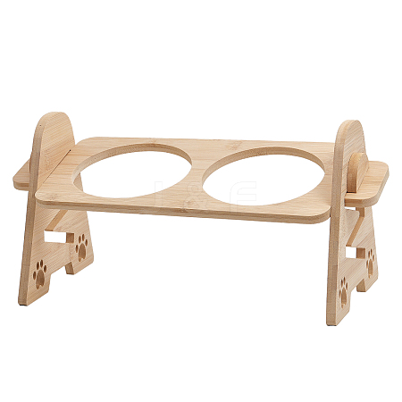 Bamboo Pet Feeder Rack AJEW-WH0165-20-1