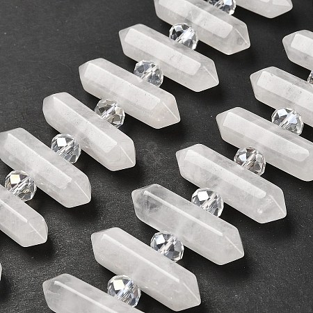 Natural Quartz Crystal Double Terminated Point Beads Strands G-H069-B13-01-1