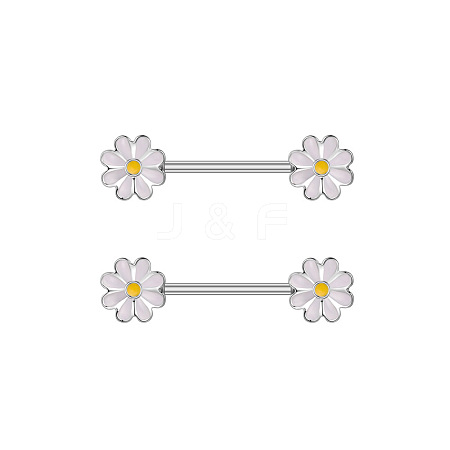 304 Stainless Steel Enamel Flower Nipple Barbells WG20A72-01-1