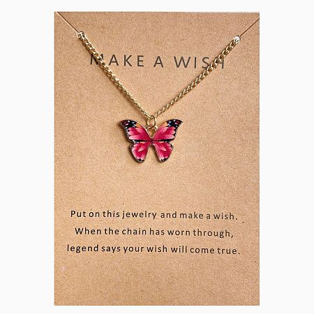 Bohemian Alloy Enamel Butterfly Pendant Necklaces for Women WG0CAA2-16-1