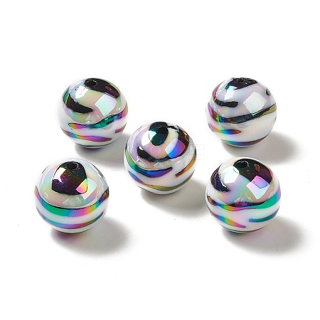 UV Plating Opaque Rainbow Iridescent Acrylic Beads PACR-D069-01-1